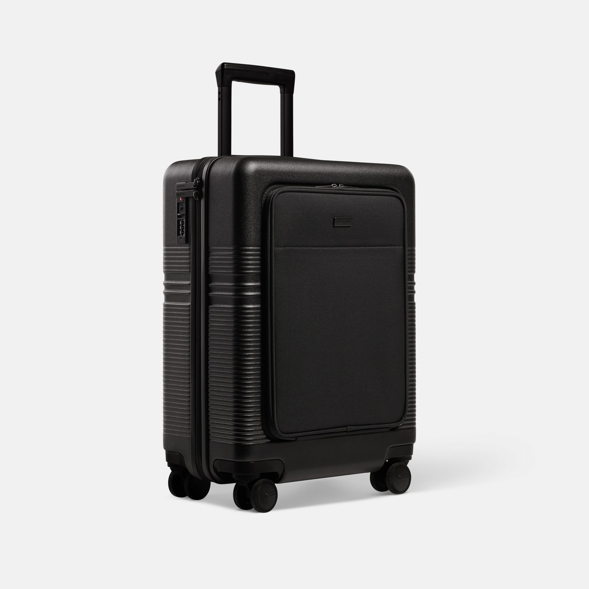 Nortvi - Carry-on Suitcase - Front Pocket Edition - Midnight Black - 55 X 35 X 21.5 Cm - 39 Litres