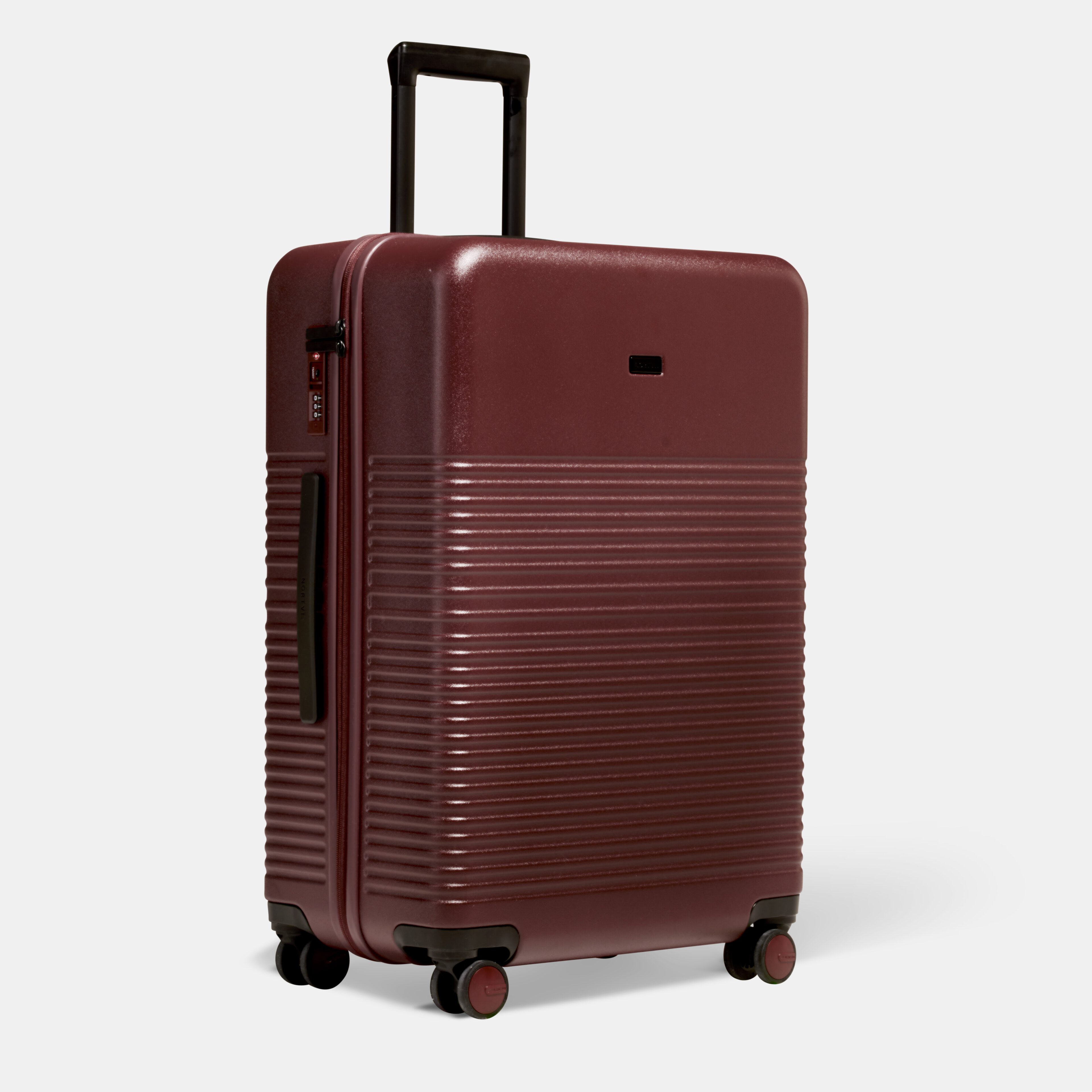 Nortvi - Large Check-in Suitcase - Burgundy - 75 X 50 X 31 Cm - 100 Litres