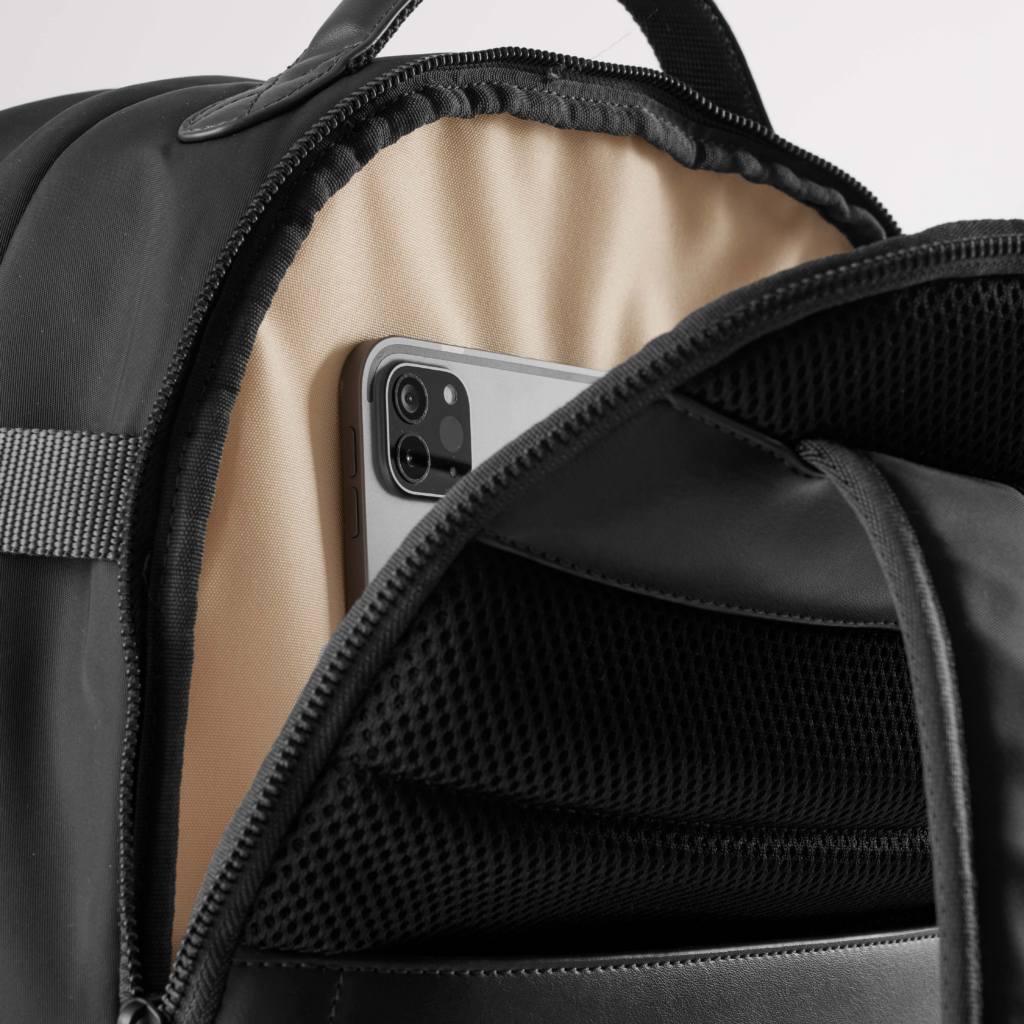 ☆NOIAGO☆ Eco Leather Flip Backpack Black Explorer Backpack Midnight Black | Sustainable & Unique