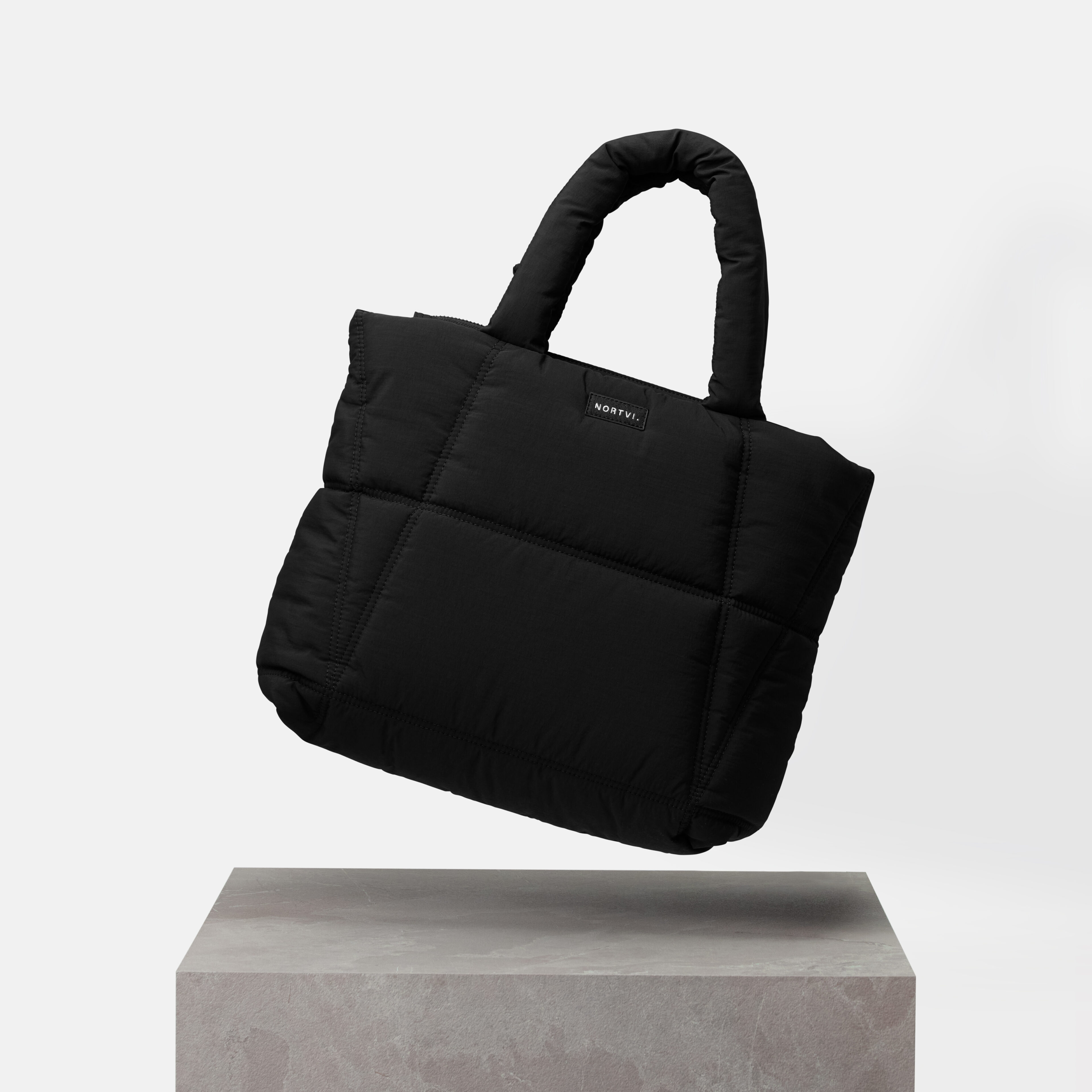 Nortvi - Small Puffer Bag - Black - Eco-friendly Nylon - Premium And Stylish